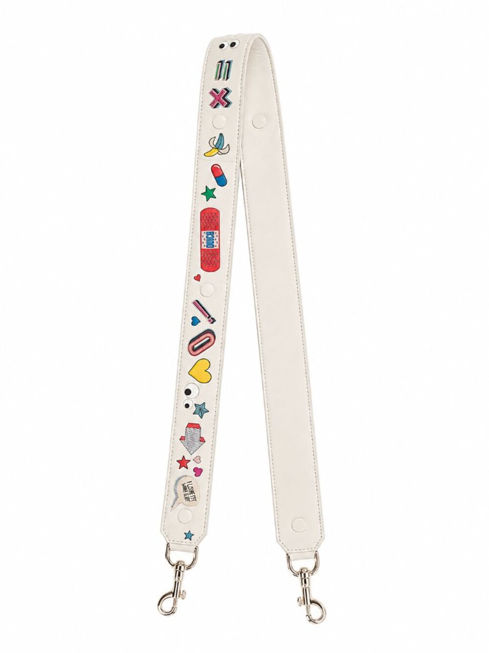 Anya Hindmarch All Over Stickers Adjustable Bag Strap Chalk White Gold Hardware